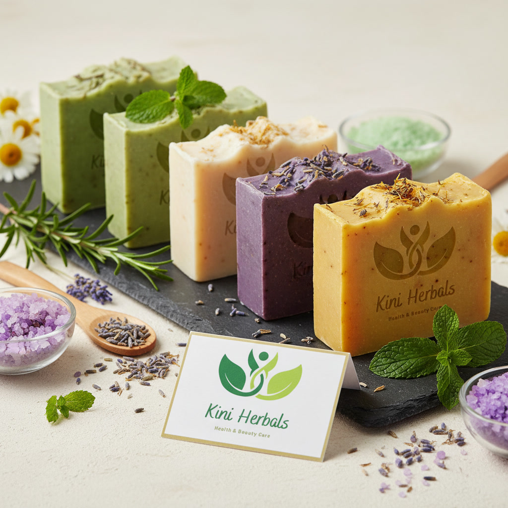 gemini-2.5-flash-image_create_a_image_for_kini_herbal_bath_soap._set_off_white_background_and_set_some_-0