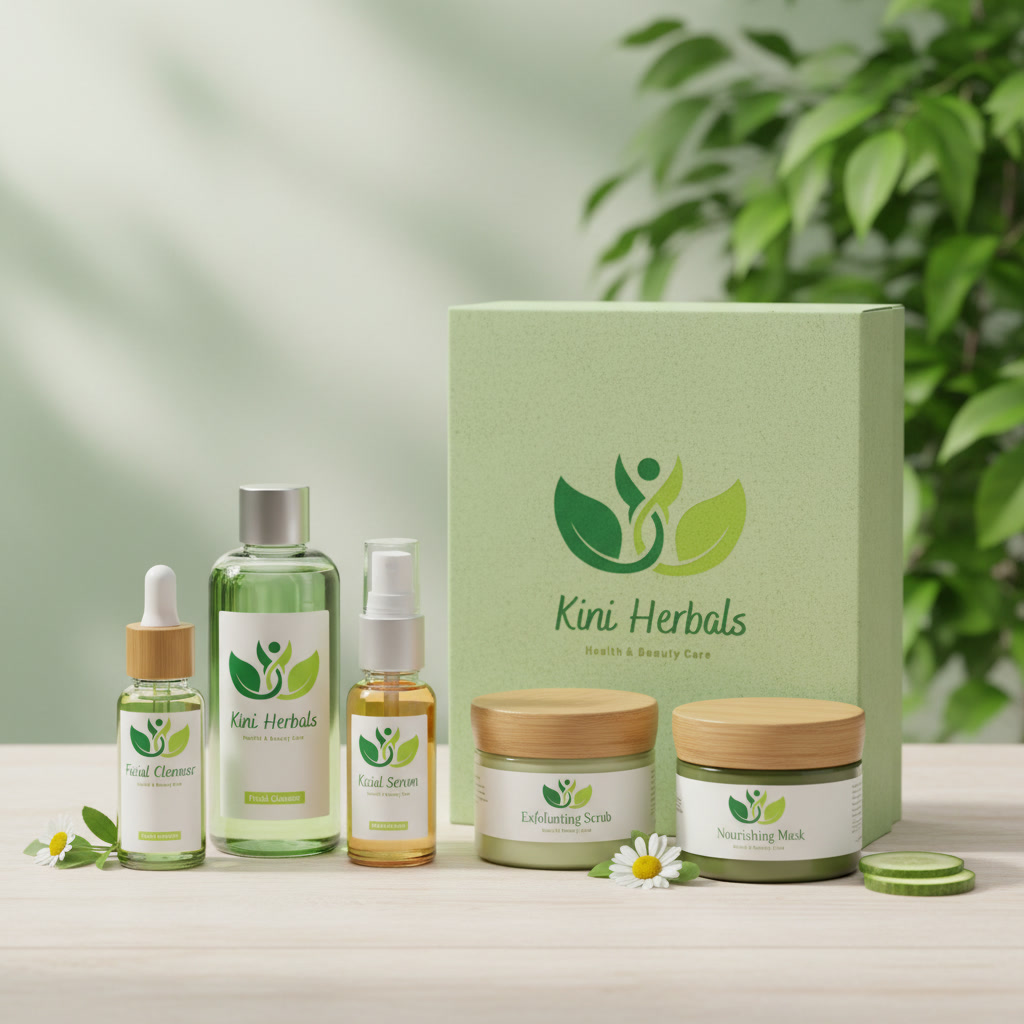 gemini-2.5-flash-image_use_this_logo_and_create_a_image_for_kini_herbals_facial_kit._make_it_more_profe-0